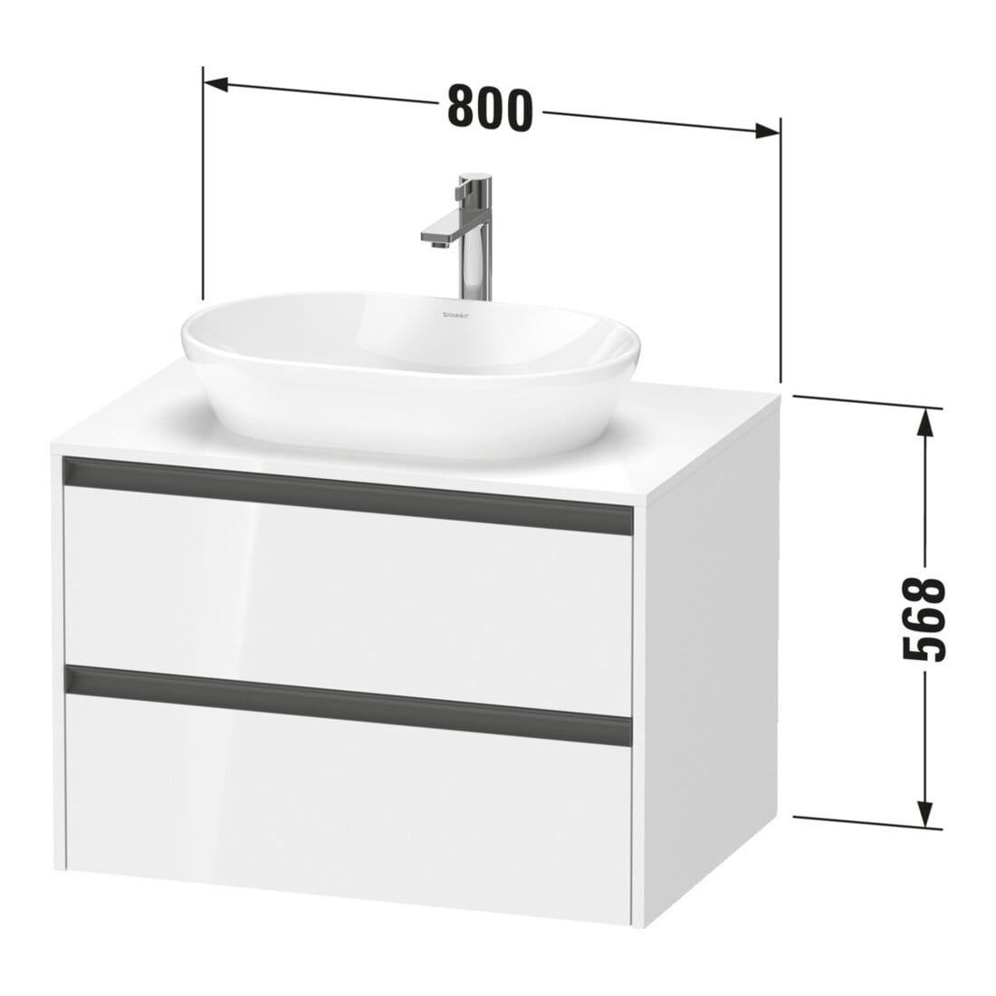 Duravit Waschtischunterschrank Ketho.2 80x55cm, bg m, Pl m 1 Ausschn, wandhängend