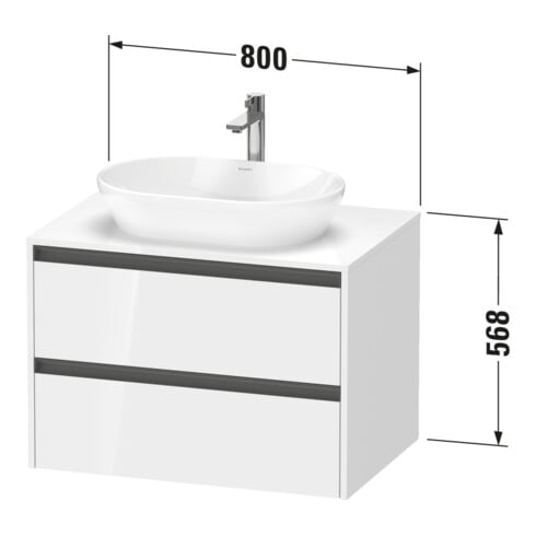 Duravit Waschtischunterschrank Ketho.2 80x55cm, E ma, Pl m 1 Ausschn, wandhängend