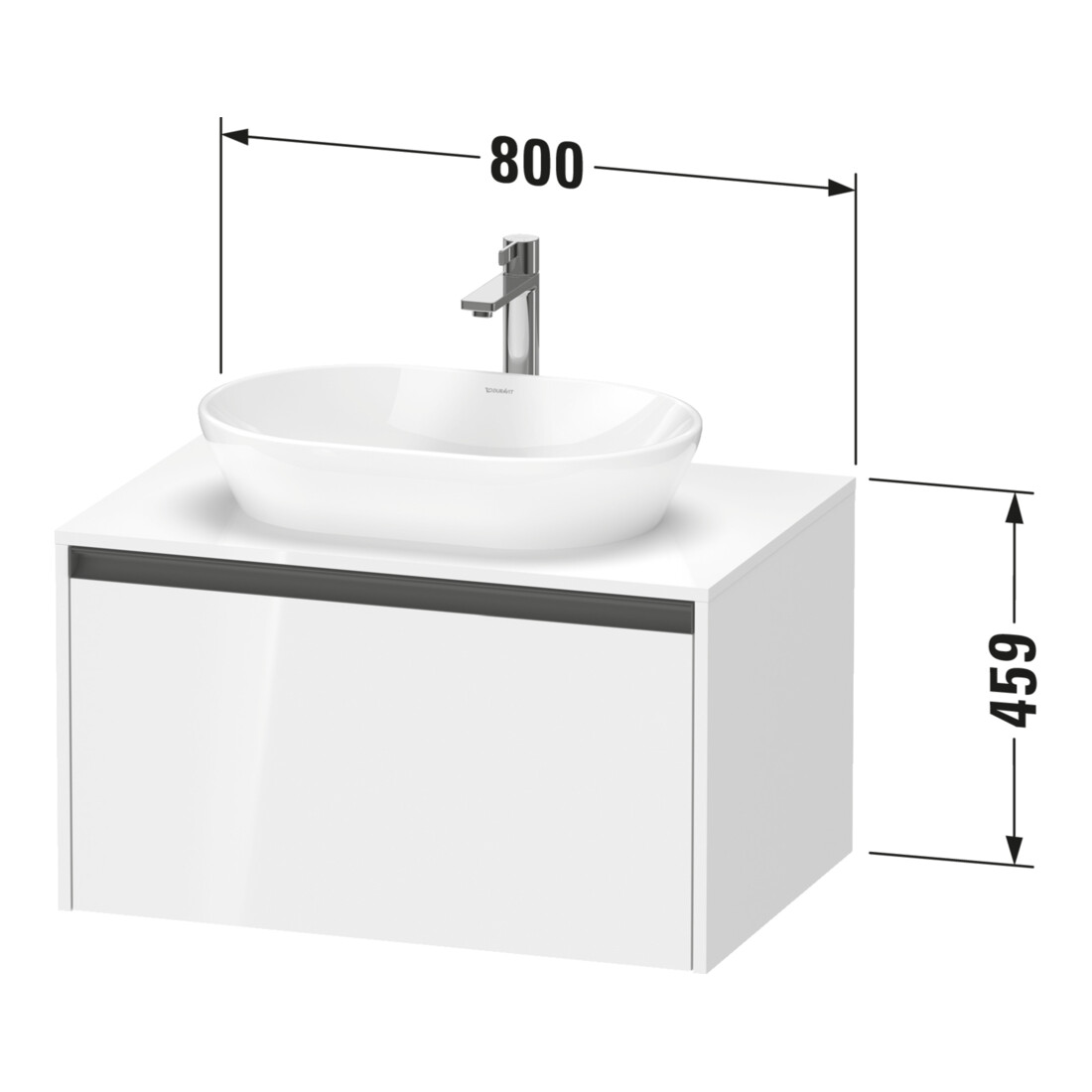 Duravit Waschtischunterschrank Ketho.2 80x55cm, lei, Pl m 1 Ausschn, wandhängend