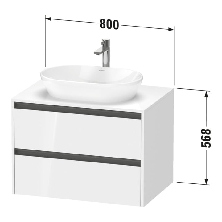 Duravit Waschtischunterschrank Ketho.2 80x55cm, T m, Pl m 1 Ausschn, wandhängend