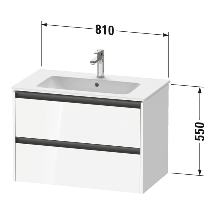 Duravit Waschtischunterschrank Ketho.2 81x48cm, graph matt, 2 Schub., wandhängend