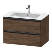 Duravit Waschtischunterschrank Ketho.2 81x48cm, Nussb dkl., 2 Schub., wandhängend
