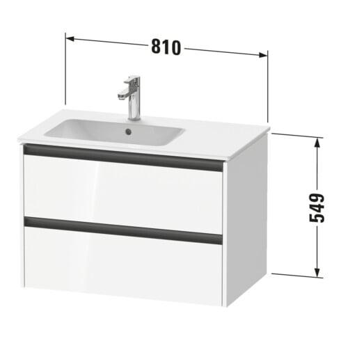 Duravit Waschtischunterschrank Ketho.2 81x48x54,9cm, f WT m Beck. li, Ei sw