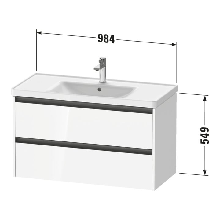 Duravit Waschtischunterschrank Ketho.2 98,4x45,5cm, graph matt, 2 Schub., wandhängend