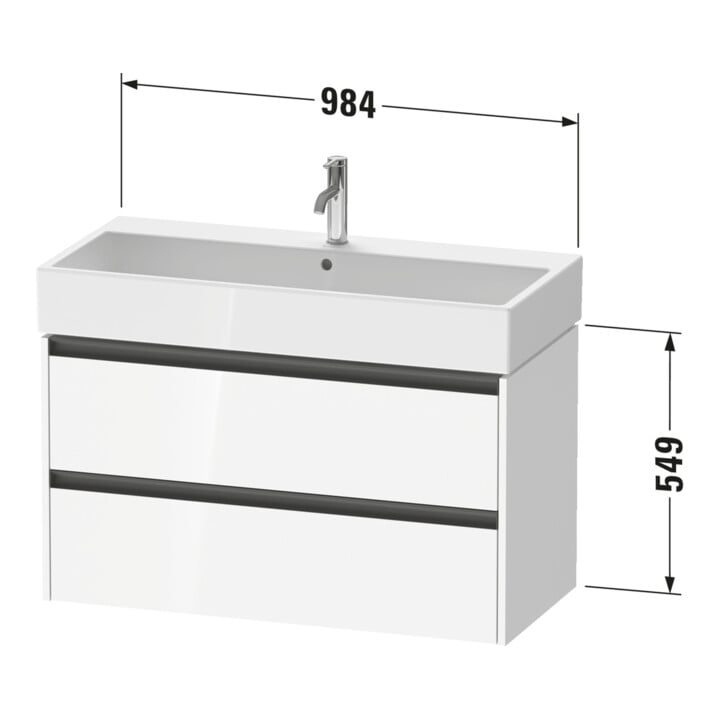 Duravit Waschtischunterschrank Ketho.2 98,4x46cm, graph matt, 2 Schub., wandhängend