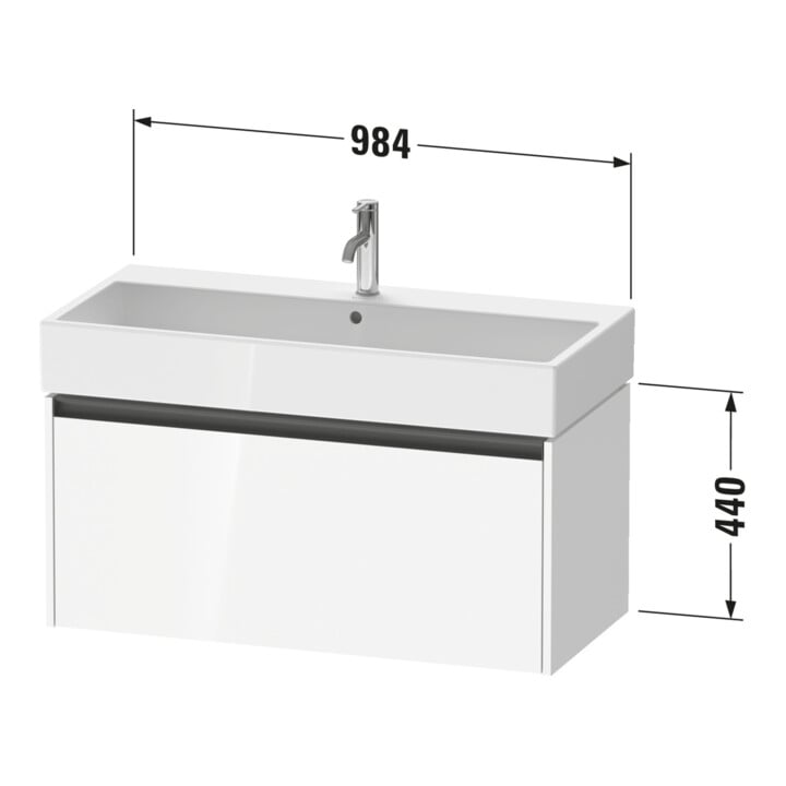 Duravit Waschtischunterschrank Ketho.2 98,4x46cm, we. hgl, 1 Ausz., wandhängend