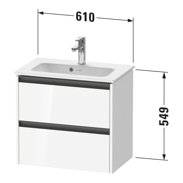 Duravit Waschtischunterschrank Ketho.2 Compact 61x39cm, Ei marm., 2 Schub., wandhängend