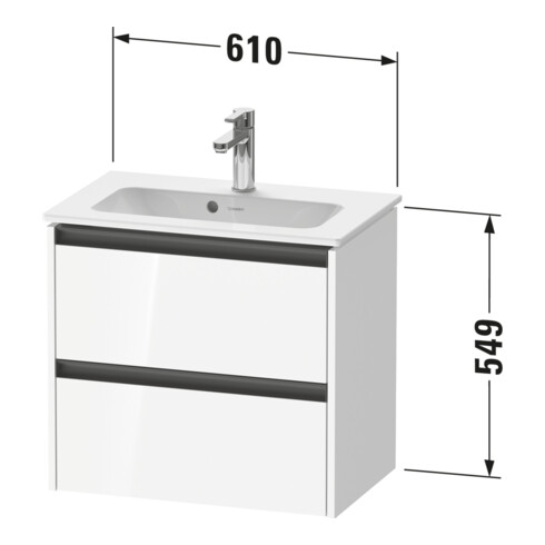 Duravit Waschtischunterschrank Ketho.2 Compact 61x39cm, graph matt, 2 Schub., wandhängend