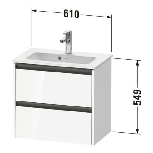 Duravit Waschtischunterschrank Ketho.2 Compact 61x39cm, we. hgl, 2 Schub., wandhängend