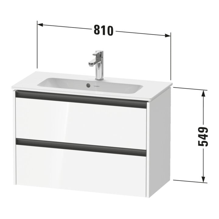 Duravit Waschtischunterschrank Ketho.2 Compact 81x39cm, bas. ma, 2 Schub., wandhängend