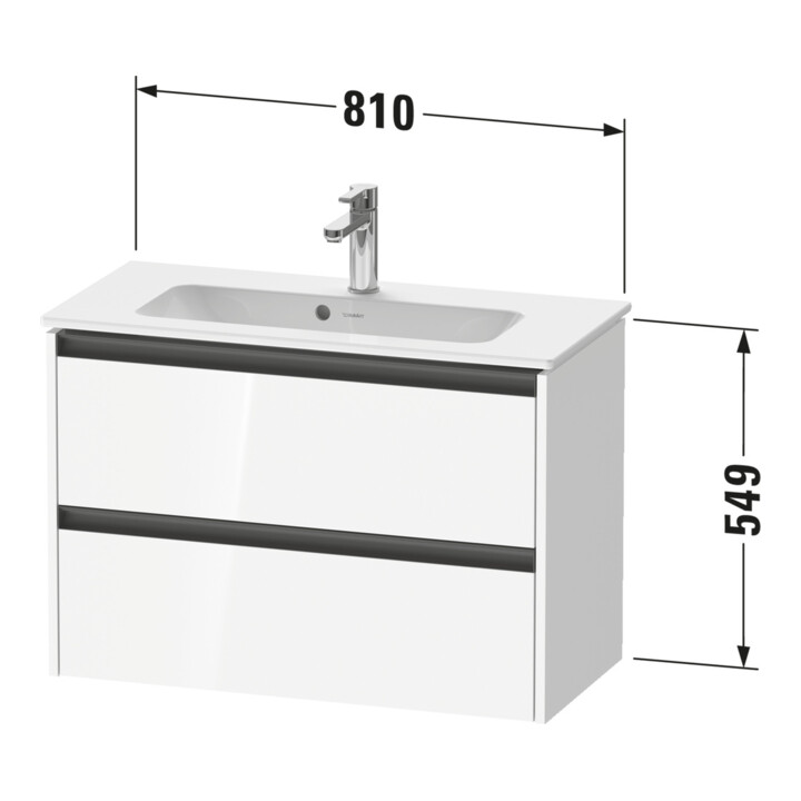 Duravit Waschtischunterschrank Ketho.2 Compact 81x39cm, graph matt, 2 Schub., wandhängend