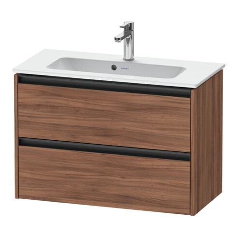 Duravit Waschtischunterschrank Ketho.2 Compact 81x39cm, Nussb Nat, 2 Schub., wandhängend