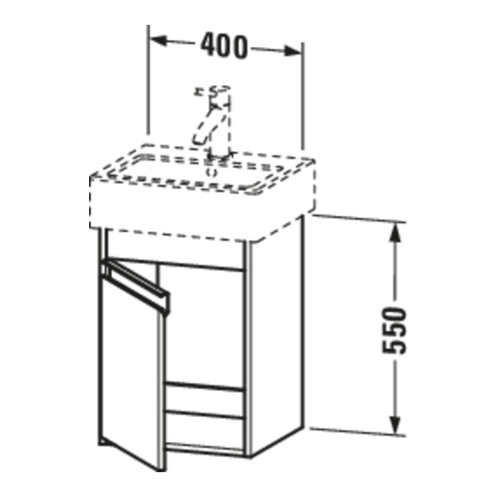 Duravit Waschtischunterschrank Ketho 40x32x55cm, wandhängend, T li, Eiche schwarz