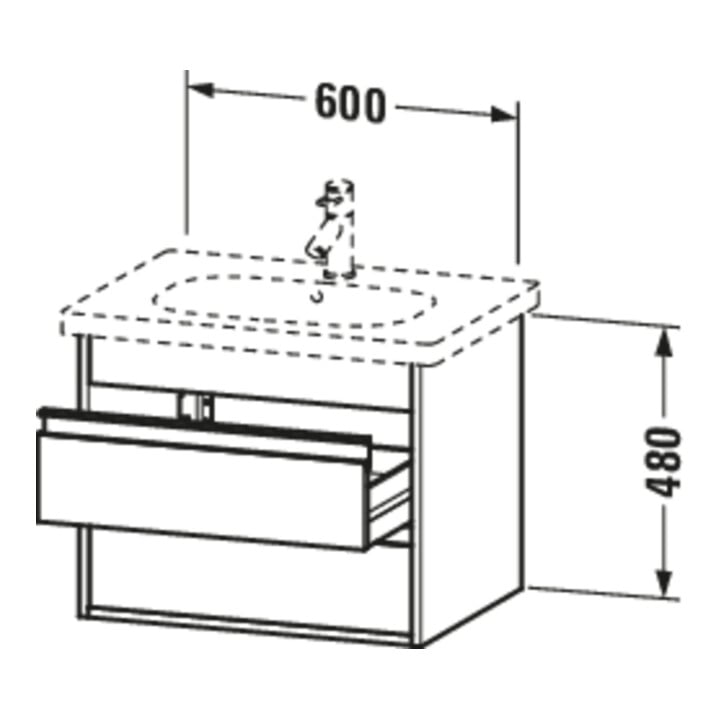 Duravit Waschtischunterschrank Ketho 60x45,5cm, bas. ma, 2 Schubk., wandhängend