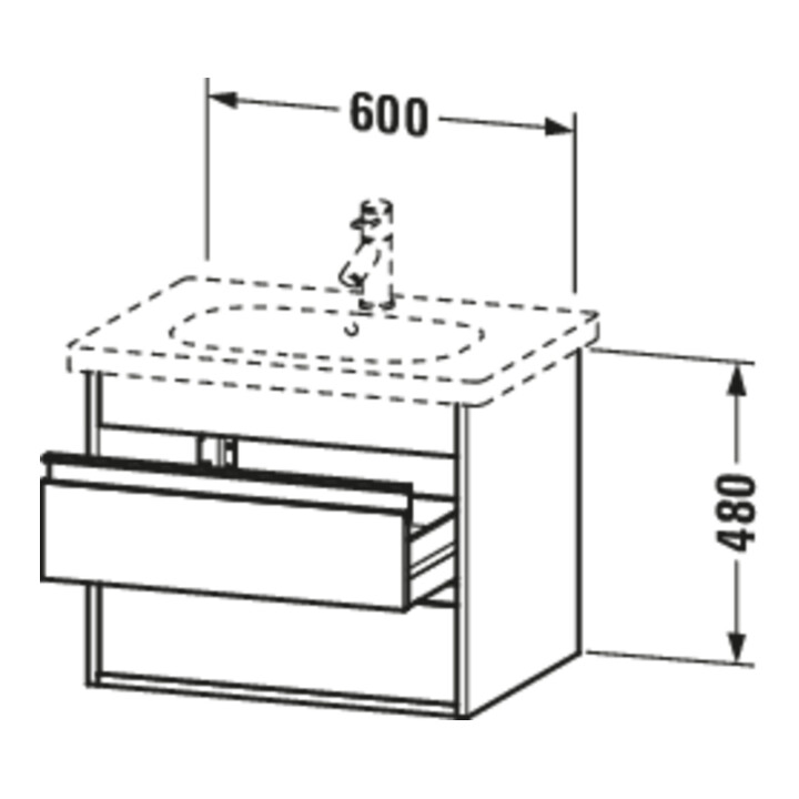 Duravit Waschtischunterschrank Ketho 60x45,5cm, graph ma, 2 Schubk., wandhängend