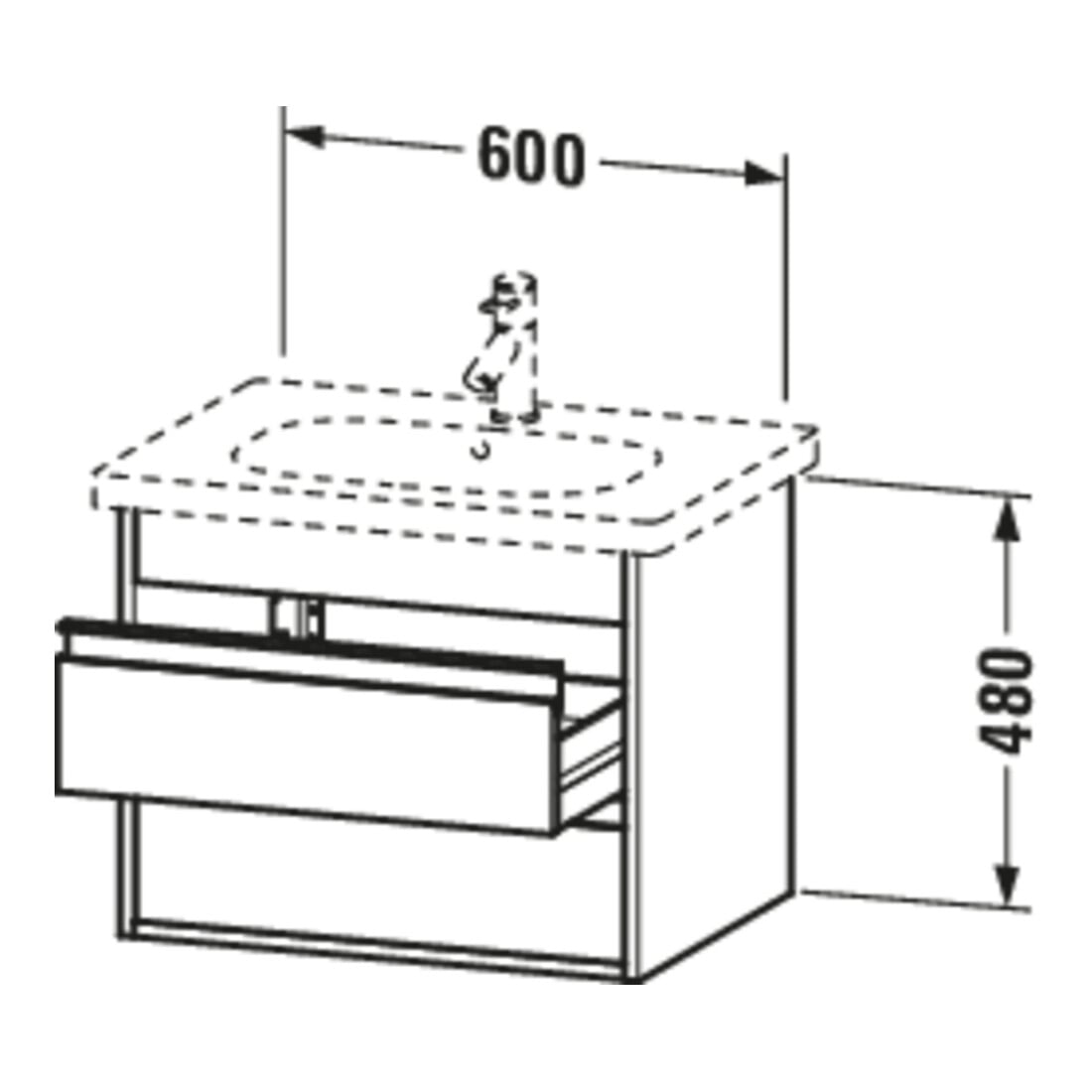 Duravit Waschtischunterschrank Ketho 60x45,5cm, Nussb dkl., 2 Schubk., wandhängend