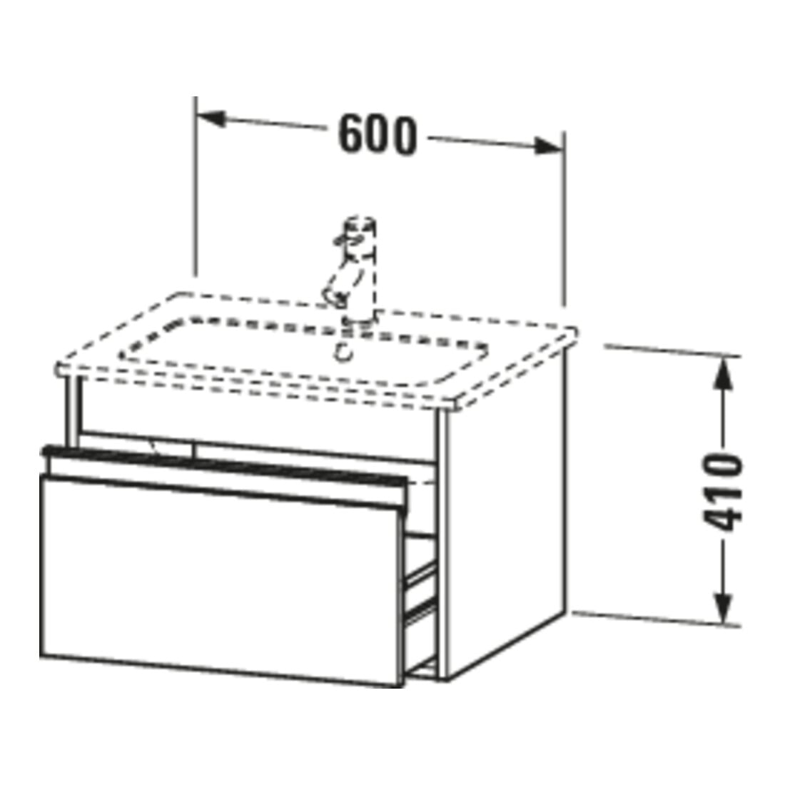 Duravit Waschtischunterschrank Ketho 60x47,5cm, betongr ma, 1 Ausz., wandhängend
