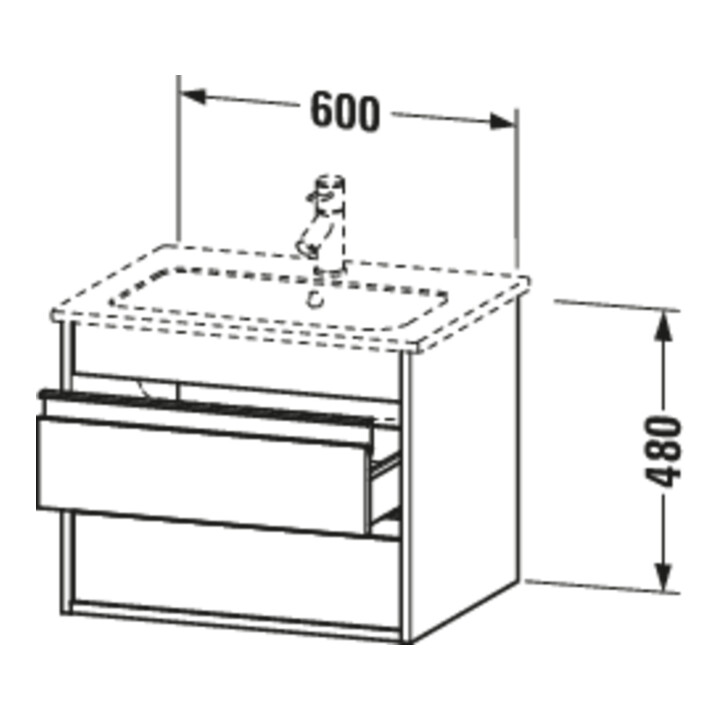 Duravit Waschtischunterschrank Ketho 60x47,5cm, graph ma, 2 Schubk., wandhängend