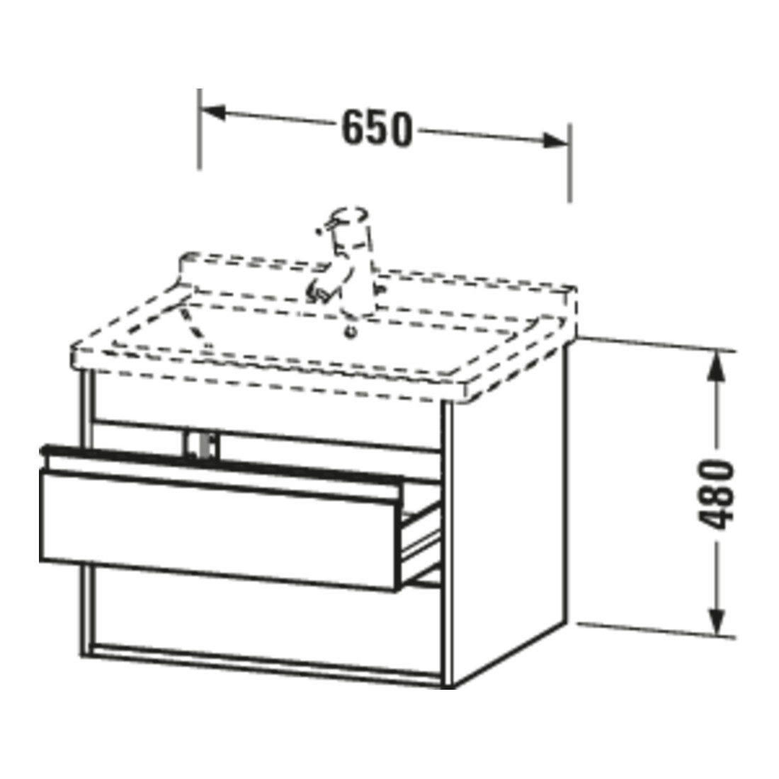 Duravit Waschtischunterschrank Ketho 65x45,5cm, bas. ma, 2 Schubk., wandhängend