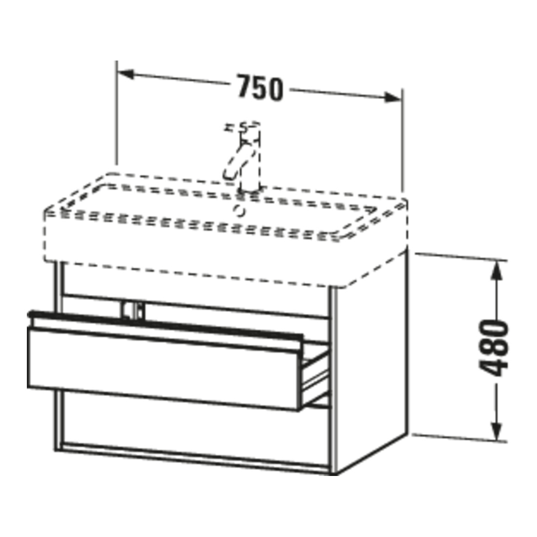 Duravit Waschtischunterschrank Ketho 75x44cm, bas. ma, 2 Schubk., wandhängend