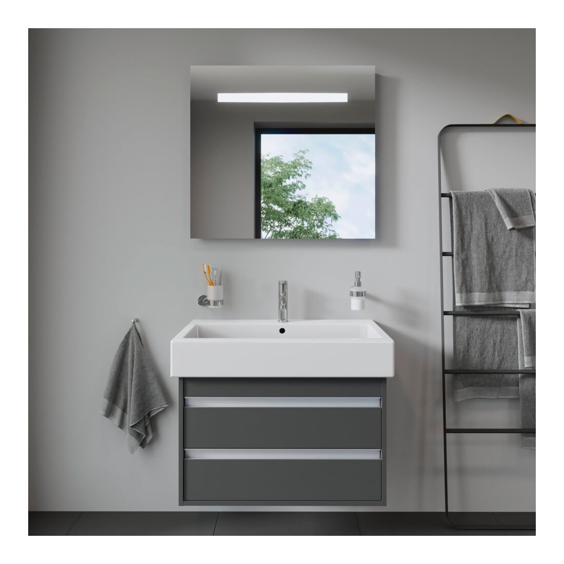 Duravit Waschtischunterschrank Ketho 75x44cm, graph ma, 2 Schubk., wandhängend