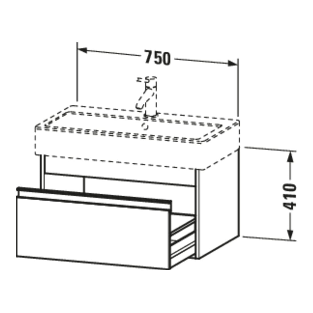 Duravit Waschtischunterschrank Ketho 75x44cm, we hgl, 1 Auszug, wandhängend