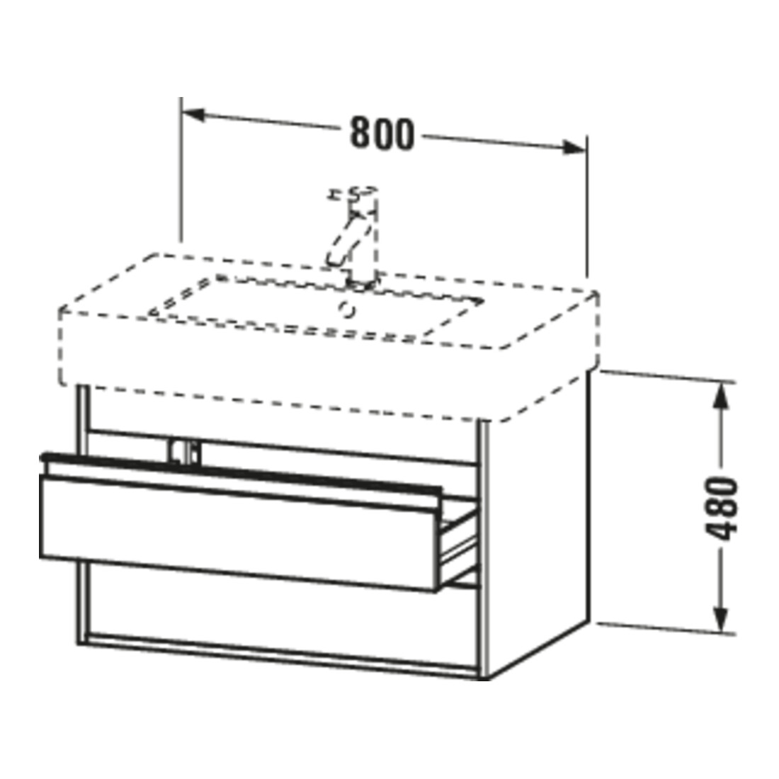 Duravit Waschtischunterschrank Ketho 80x45,5cm, bas. ma, 2 Schubk., wandhängend