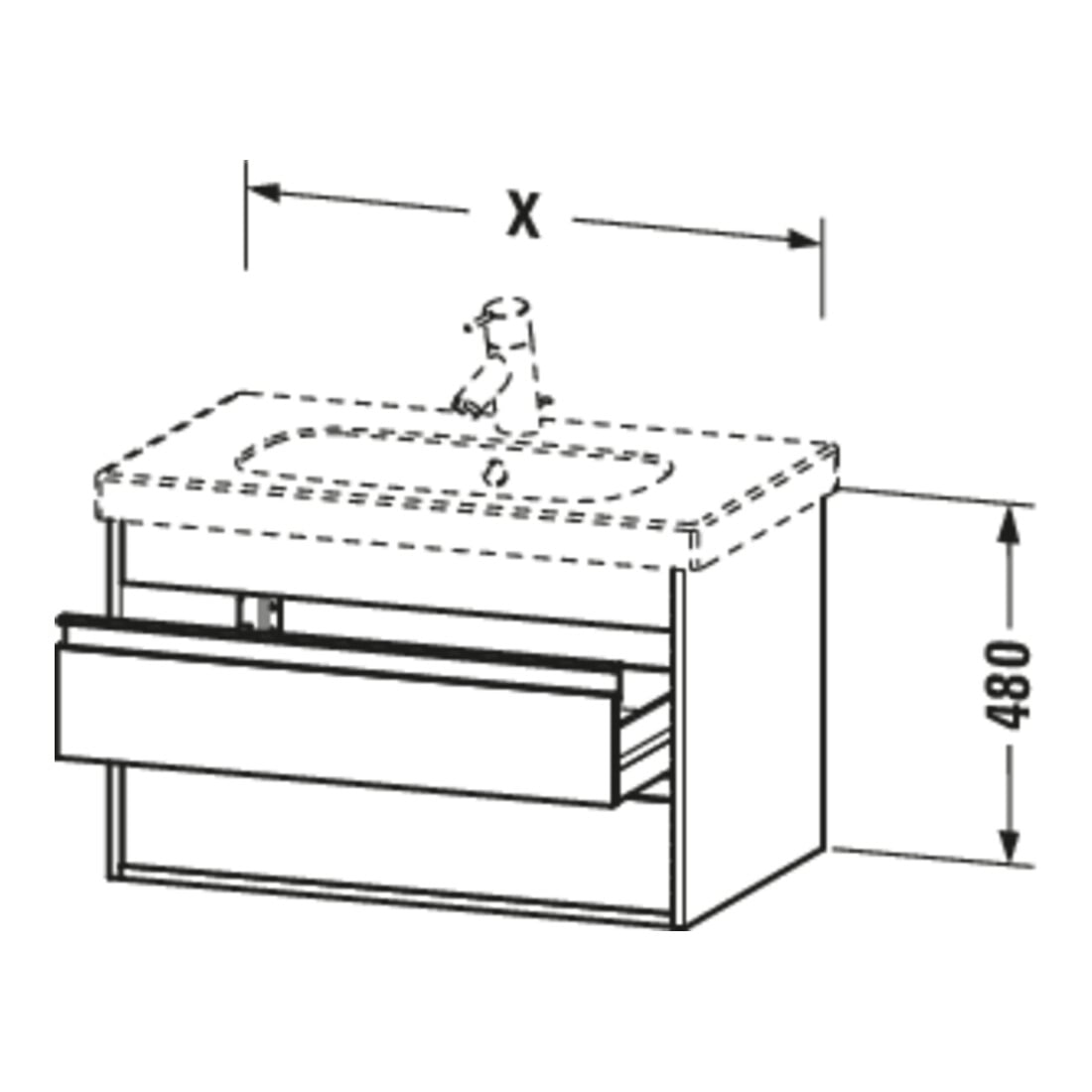 Duravit Waschtischunterschrank Ketho 80x45,5cm, Ei sw, 2 Schubk., wandhängend
