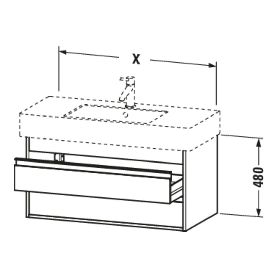 Duravit Waschtischunterschrank Ketho 80x45,5cm, lei, 2 Schubk., wandhängend