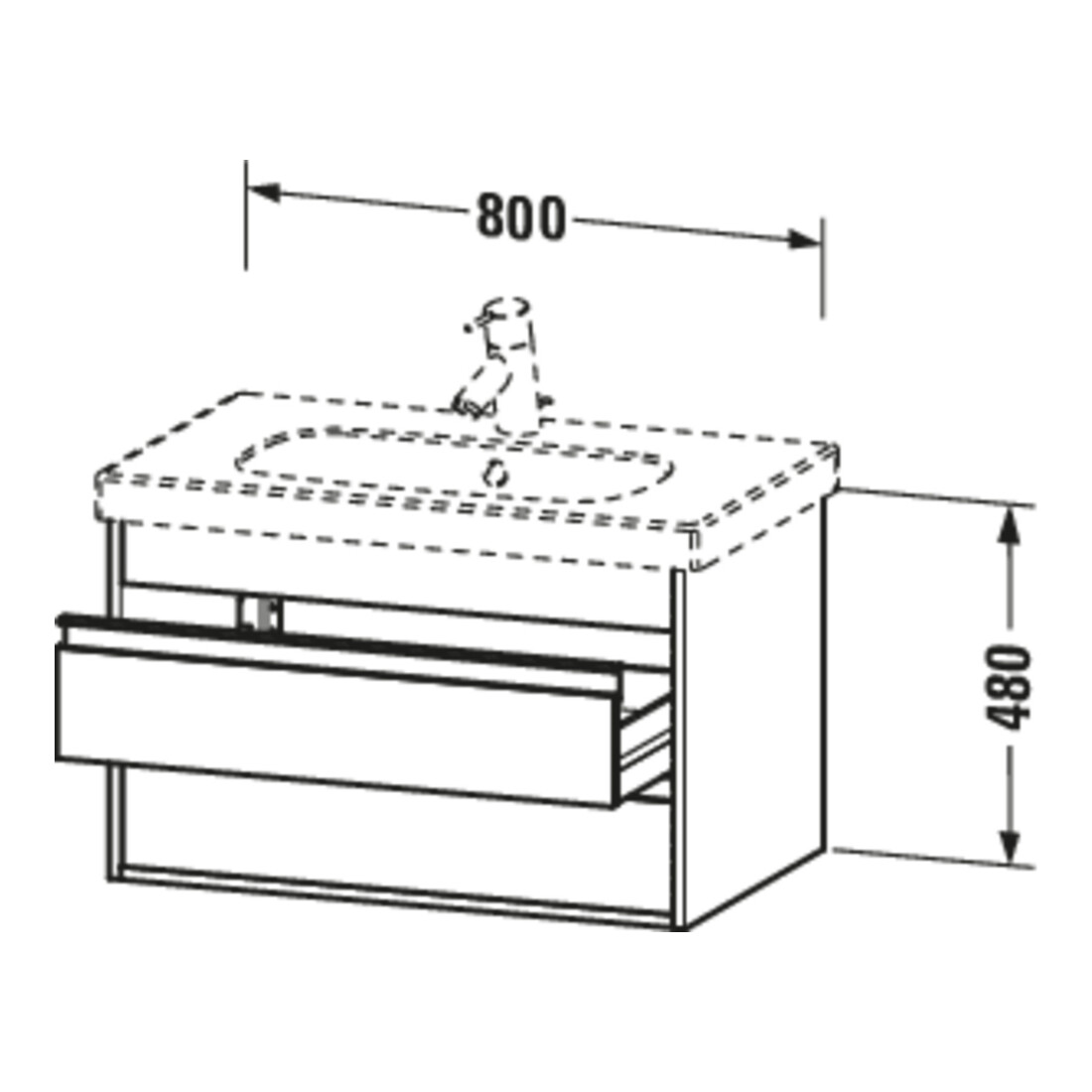 Duravit Waschtischunterschrank Ketho 80x45,5cm, Nussb dkl., 2 Schubk., wandhängend