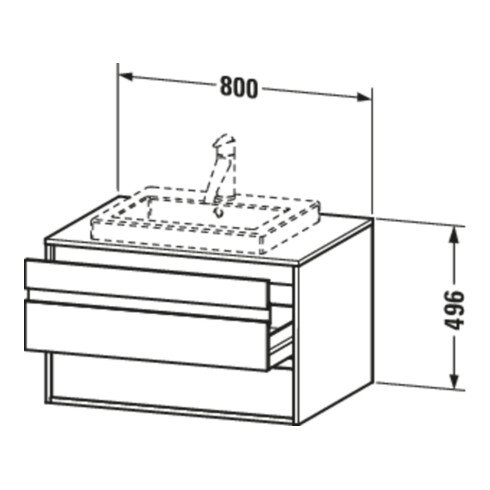 Duravit Waschtischunterschrank Ketho 80x55cm, N d, f Einbauwaschtisch mitt., 2 Schubk.