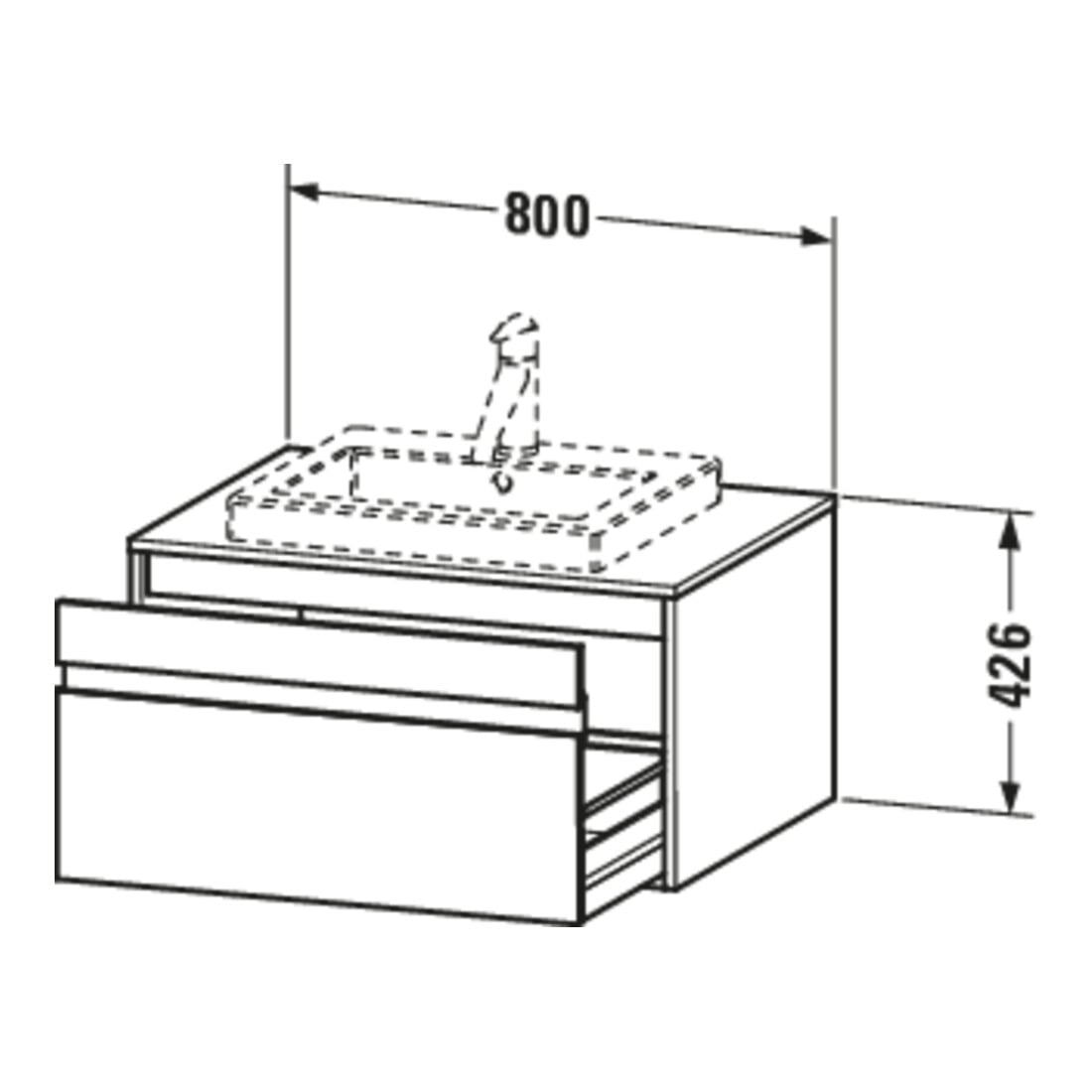 Duravit Waschtischunterschrank Ketho 80x55cm, T, f EWT mitt., 1 Ausz., wandhängend
