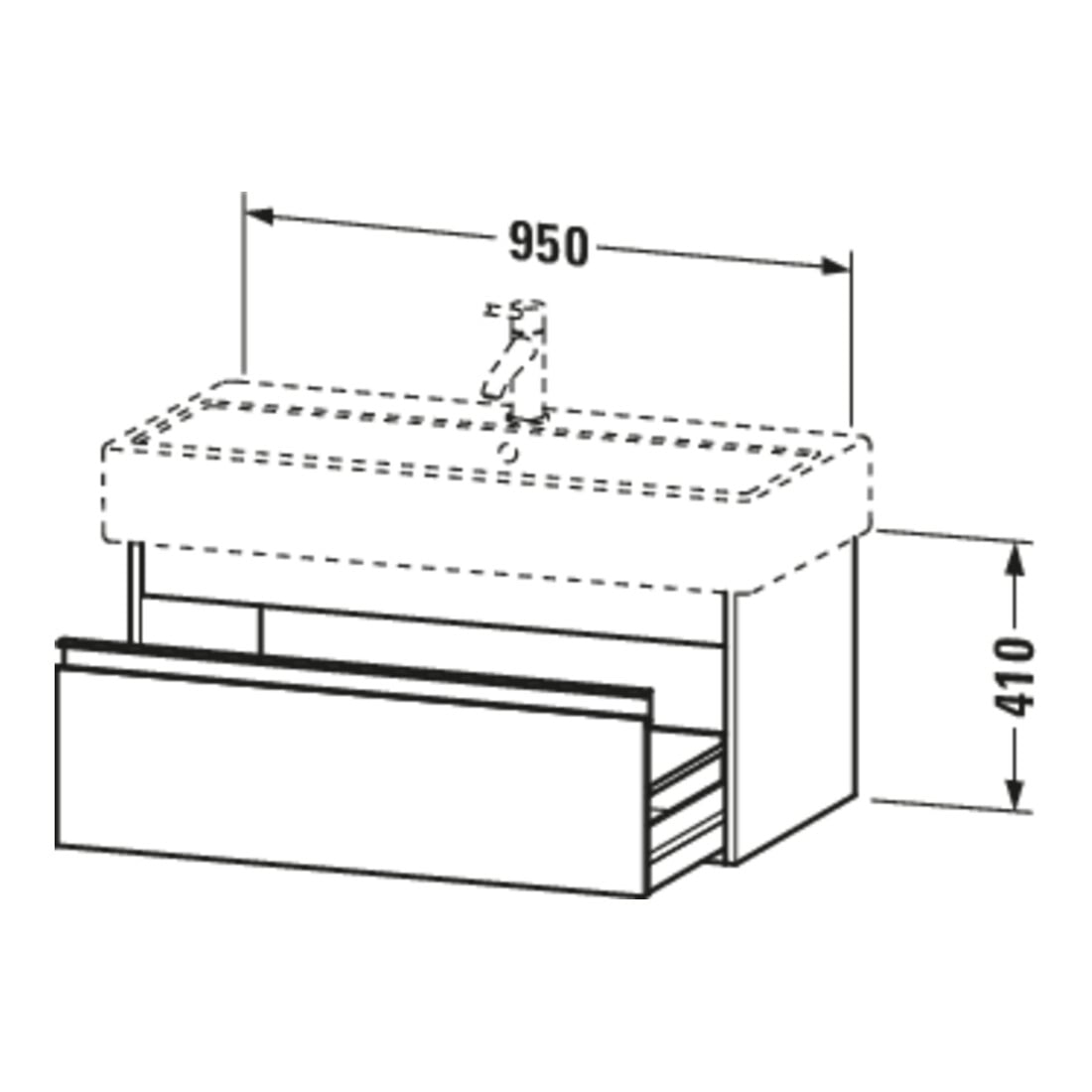 Duravit Waschtischunterschrank Ketho 95x44cm, betongr ma, 1 Ausz., wandhängend