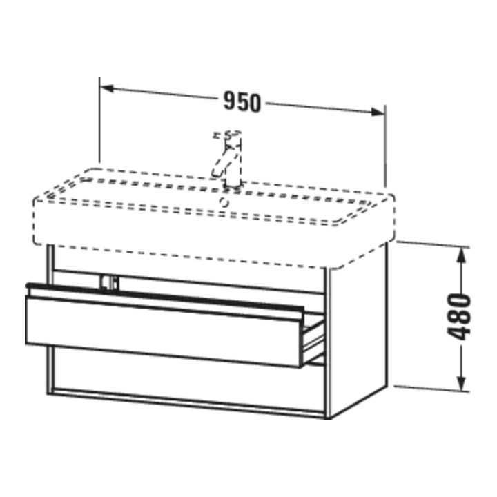Duravit Waschtischunterschrank Ketho 95x44cm, Nussb dkl., 2 Schubk., wandhängend