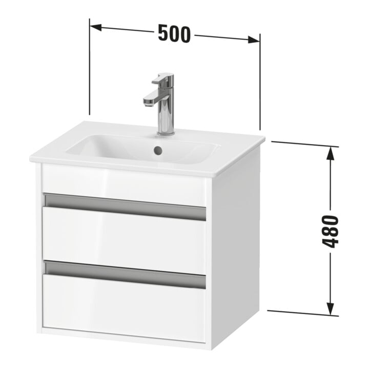 Duravit Waschtischunterschrank Ketho Compact 50x41,2x48cm, 2 La, wandhängend, Nussb Nat
