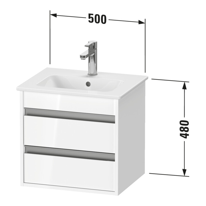 Duravit Waschtischunterschrank Ketho Compact 50x41,2x48cm, 2 Schubk., wandhängend, bas. ma