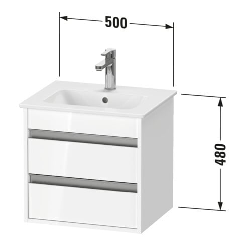 Duravit Waschtischunterschrank Ketho Compact 50x41,2x48cm, 2 Schubk., wandhängend, we hgl