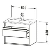 Duravit Waschtischunterschrank Ketho Compact 60x38,5cm, Ei sw, 2 Schubk., wandhängend-3