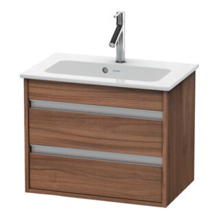 Duravit Waschtischunterschrank Ketho Compact 60x38,5cm, Nussb Nat, 2 Schubk., wandhängend