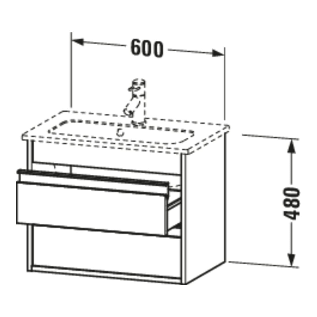 Duravit Waschtischunterschrank Ketho Compact 60x38,5cm, we hgl, 2 Schubk., wandhängend