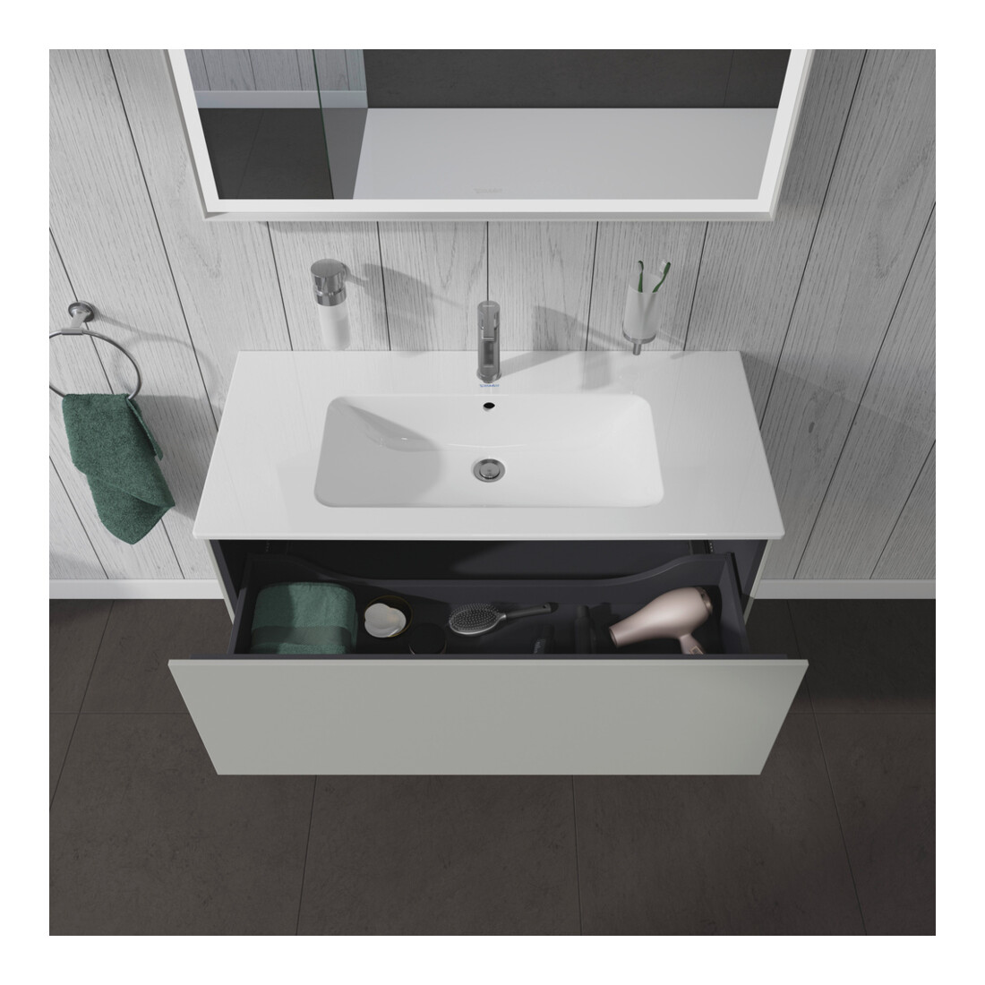 Duravit Waschtischunterschrank L-Cube 102x48,1cm, betongr ma, 1 Ausz., wandhängend