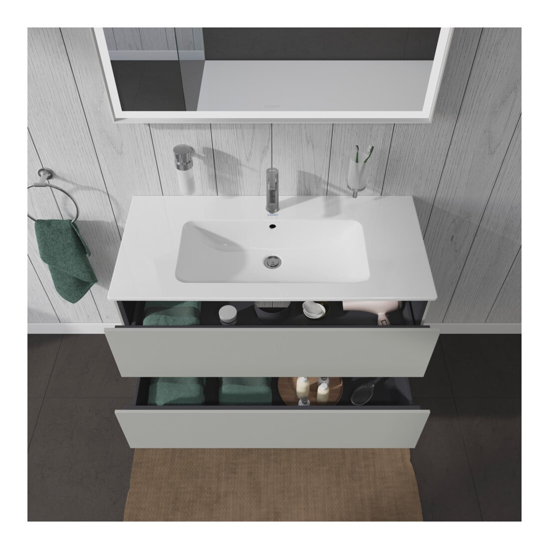 Duravit Waschtischunterschrank L-Cube 102x48,1cm, betongr ma, 2 Schub., wandhängend