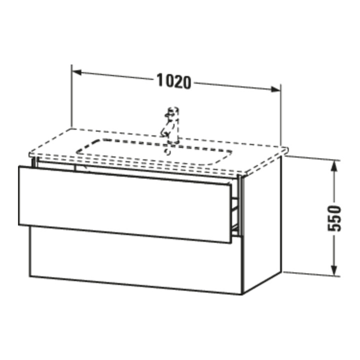 Duravit Waschtischunterschrank L-Cube 102x48,1cm, E dkl. geb., 2 Schub., wandhängend