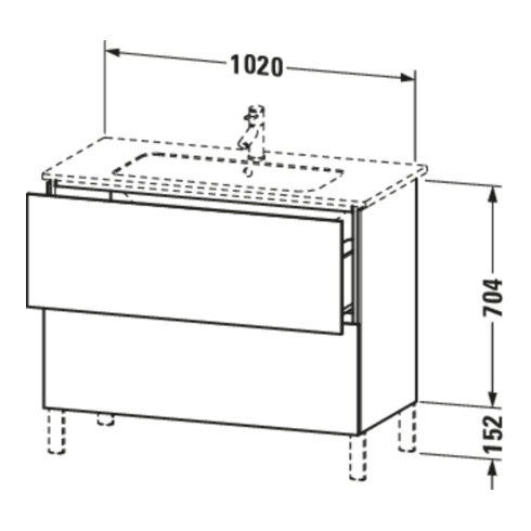 Duravit Waschtischunterschrank L-Cube 102x48,1cm, graph matt, 2 Ausz., stehend