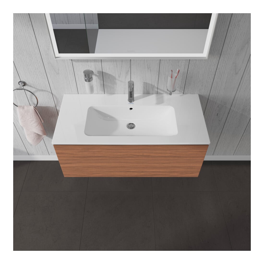 Duravit Waschtischunterschrank L-Cube 102x48,1cm, Nussb Nat, 1 Ausz., wandhängend