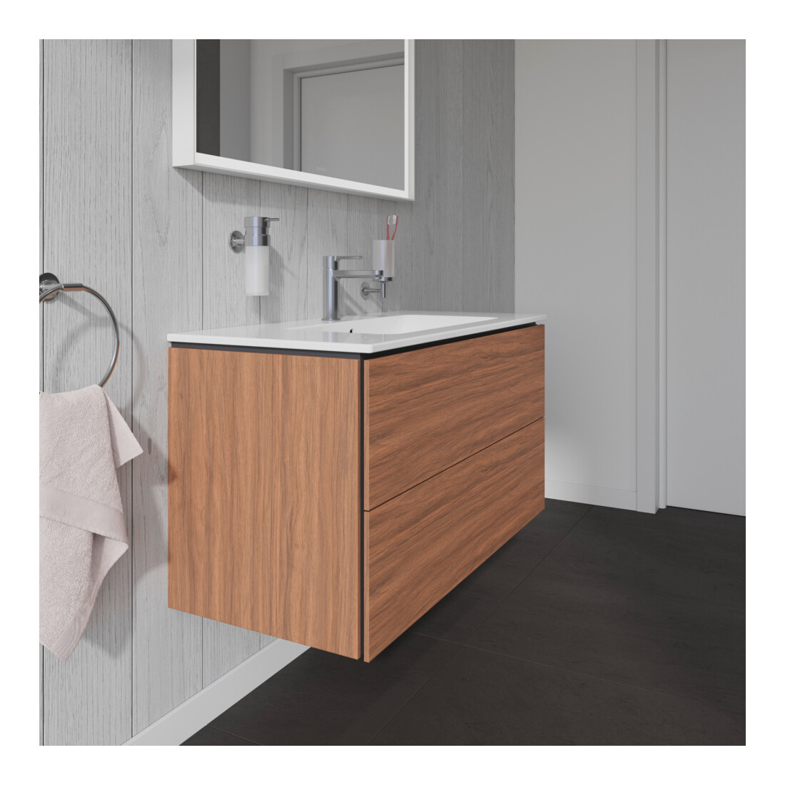 Duravit Waschtischunterschrank L-Cube 102x48,1cm, Nussb Nat, 2 Schub., wandhängend