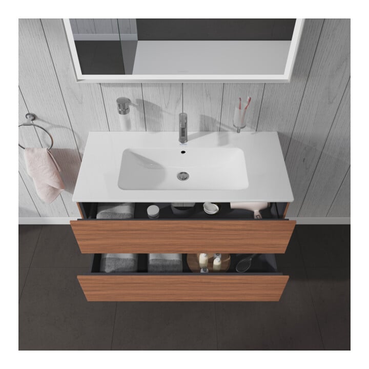 Duravit Waschtischunterschrank L-Cube 102x48,1cm, Nussb Nat, 2 Schub., wandhängend