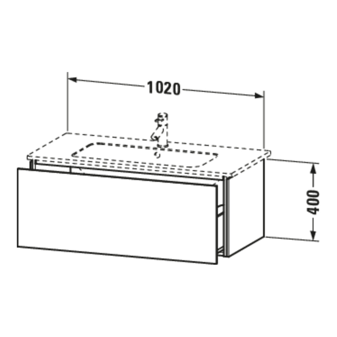 Duravit Waschtischunterschrank L-Cube 102x48,1cm, we. hgl, 1 Ausz., wandhängend