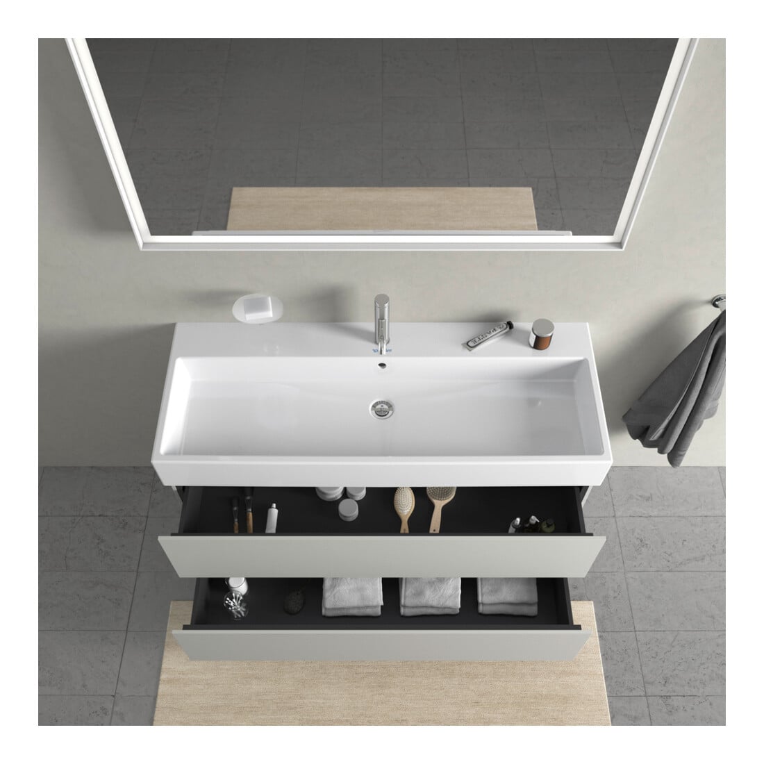 Duravit Waschtischunterschrank L-Cube 118,4x 45,9cm, bg ma, 2 Schub., wandhängend