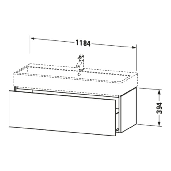 Duravit Waschtischunterschrank L-Cube 118,4x 45,9cm, E d geb., 1 Ausz., wandhängend